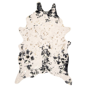 nuLOOM Animal Print Macchiato Faux Cowhide Area Rug, Black, 3'10"x5'
