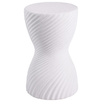 Twisted Ribbed White Earthenware Stool