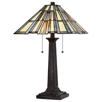 3100 Tiffany 2 Light Table Lamp, Dark Bronze