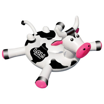 Inflatable Black and White Ride-On Cow Novelty Swimming Pool Float 54"