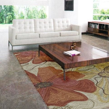 Hand hooked floral design area rug
