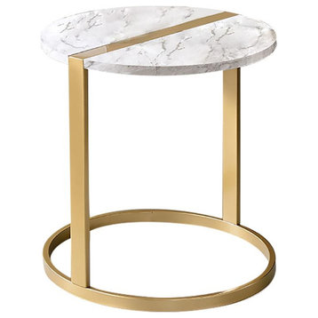 Furniture of America Dresh Contemporary Metal Side Table in White
