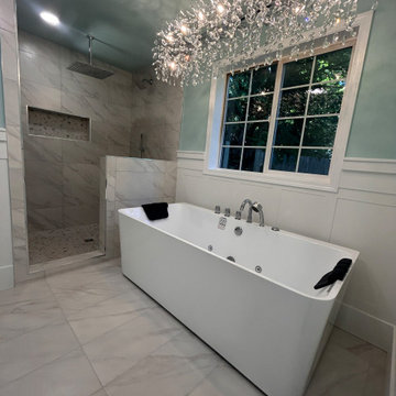 Jetted tub under newly relocated window