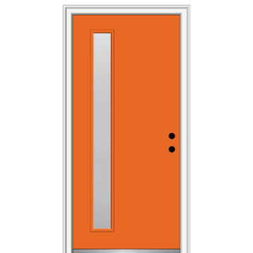 30 in.x80 in. 1 Lite Frosted Left-Hand Inswing Painted Fiberglass Smooth Door