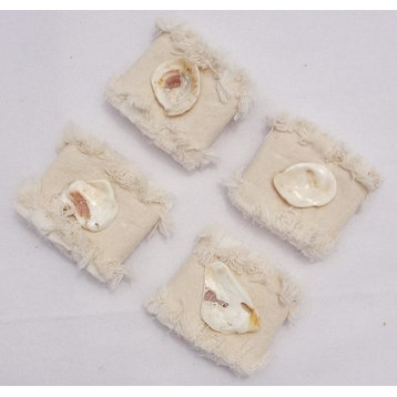 All Natural Coastal Style Oyster Shell Napkin Rings, set of 4