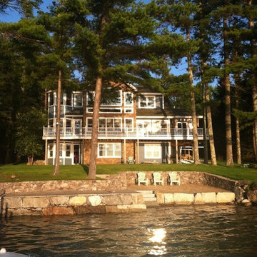 Perched Beach with Ossipee Mountain Stone Wall and Random Rectangular Bluestone