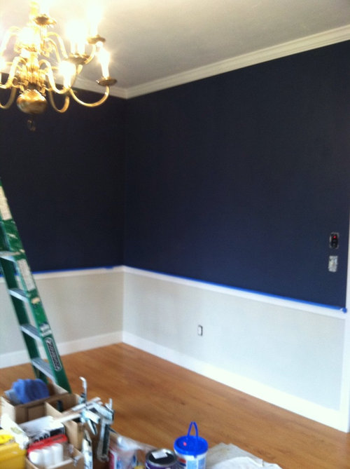 Install Wainscoting - Blue And White Walls With Chair Rail