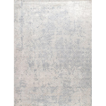 Area Rug Beverly Hand-Loomed Bamboo Silk, Wool Gray 6'x9'