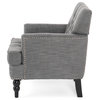 GDF Studio Madene Tufted Back Fabric/Microfiber Club Chair, Charcoal