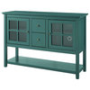 52" Wood Console Table TV Stand, Dark Teal
