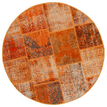Rug N Carpet - Handwoven Oriental 4' 11" x 4' 11" Decorative Round Patchwork Rug