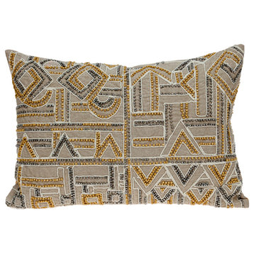 Parkland Collection Azar Contemporary Tan Pillow Cover With Poly Insert, 14"x20"
