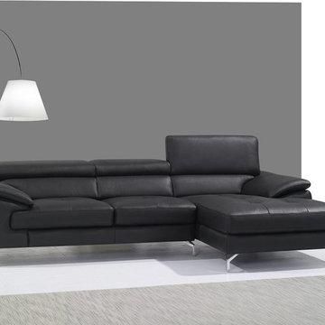 A973B Black Leather Sectional Sofa