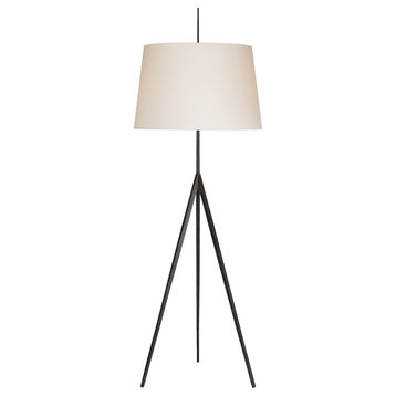 Triad Hand-Forged Floor Lamp in Aged Iron with Natural Percale Shade