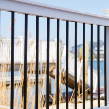 White T Top Deck Railing Kit with Round Aluminum Balusters