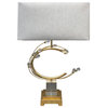 Gold Leaf Frame Table Lamp With Clear Crystal Base and Crystal Accents