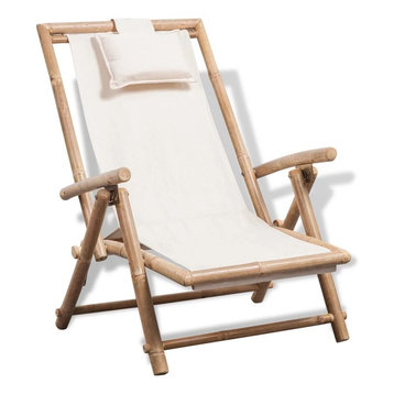 vidaXL Deck Chair Bamboo Folding Patio Garden Outdoor Sunlounger Recliner