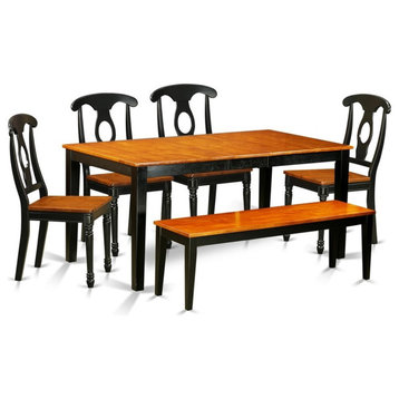 6-Piece Dining Room Set With Kitchen Tables, 4 Chairs Plus Bench