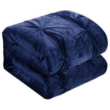 Navy Blue Queen PolYester 130 Thread Count Washable Down Comforter Set