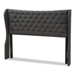 Cadence Modern Fabric Button Tufted Winged Headboard