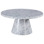 Meridian Furniture - Omni Coffee Table, White - Give your room an upscale boost with the addition of this 36-inch Omni coffee table. Made from white faux marble, this table looks so genuine that no one but you will know that it's not the real thing. The sleek base has a sculptural look for added aesthetic appeal in the den, living room or elsewhere. Pair this table with the coordinating Omni end table for an even more luxurious look.