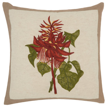 Mina Victory Royal Palm Wildflower Bouquet Natural Throw Pillow, 18"x18"
