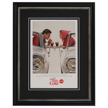 Original Vintage 1965 Coca, Cola Ad Print, Framed