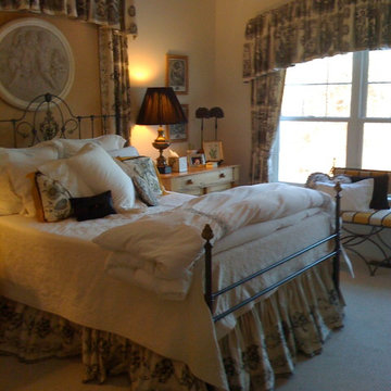 MASTER BEDROOM: Ruffles and Toile with Fluffy White Bedding