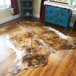 NEW LARGE COWHIDE RUGS AREA RUGS COW SKIN HIDE BRINDLE SIZE 6.2X6.7----747 - Home Decor