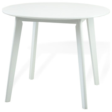 Yumiko Round Dining Kitchen Table Modern Wood, White color