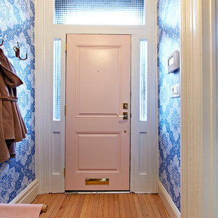 This is an example of an eclectic entryway in New York.