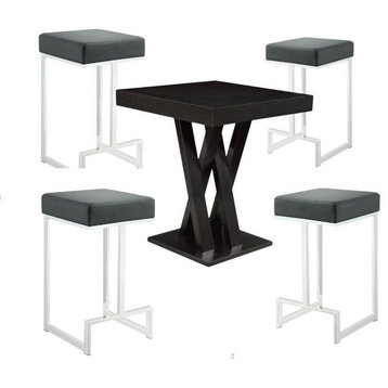 5 Piece Pub Set with (Set of 4) Bar Stools and Pub Table