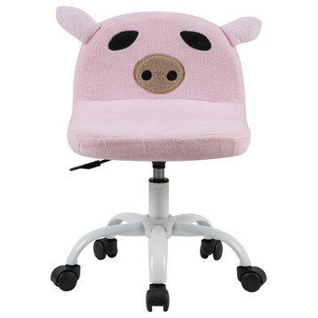 Animal Print Swivel Ergonomic Pink Children Study Chair