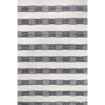 Arvin Olano x RugsUSA Sophie Striped Wool Area Rug, Gray 8' x 10'