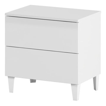 Loft Bedside Table, White, 2 Drawers