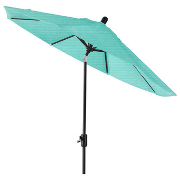 9' Round Push Tilt Market Umbrella, Black Frame, Sunbrella, Aruba
