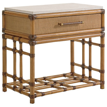 Tommy Bahama Home Twin Palms Wood Cordoba Open Nightstand in Brown
