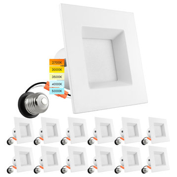 Luxrite 12 Pack 4" Square Recessed LED Can Light 5 Color Option Dimmable