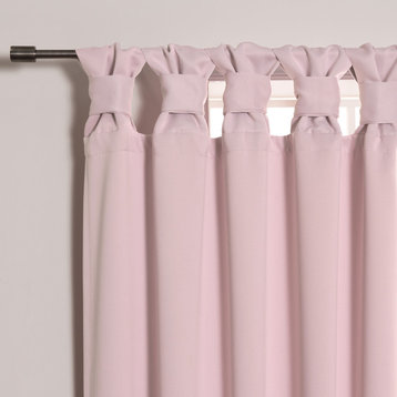 BANDTAB -Thermal Insulated Blackout Knotted Tab Curtain Set, Newpink, 52" W X 63