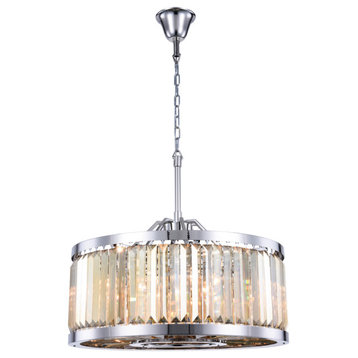 Chelsea 8-Light Chandelier, Polished Nickel With Smoky Royal Cut Crystal