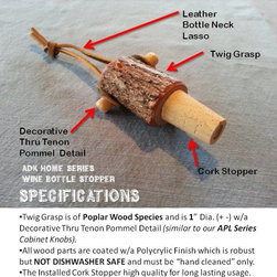 ADK Gift Series, Handmade, Rustic, Twig Handled Bottle Stopper - Lifestyle And Leisure