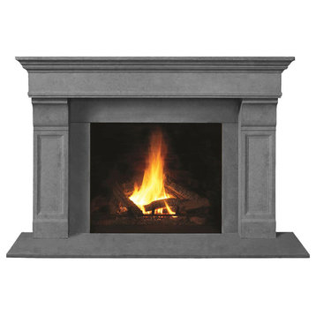 Fireplace Stone Mantel 1110.511 With Filler Panels, Gray, With Hearth Pad