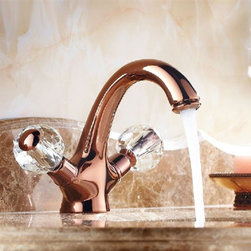 Suex Rose Gold Sink Faucet with Crystal Handles - Bathroom Sink Faucets