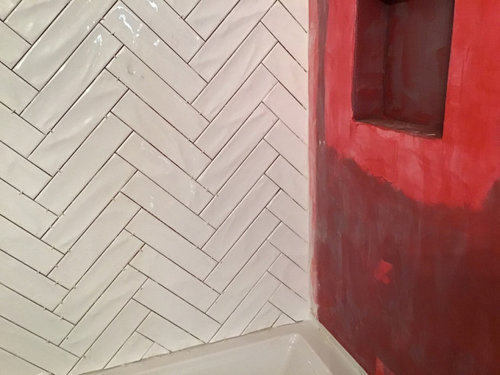 Herringbone Tile In Tub Area, Best Tile For Herringbone Pattern