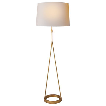Dauphine Floor Lamp in Gilded Iron with Natural Paper Shade