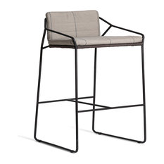 OASIQ - SANDUR Barstool with Arm, Rope: White, Cushion: Brick, Frame: White - Bar Stools and Counter Stools