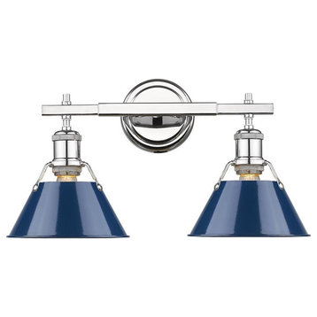 Orwell CH 2 Light Bath Vanity in Chrome with Navy Blue Shade