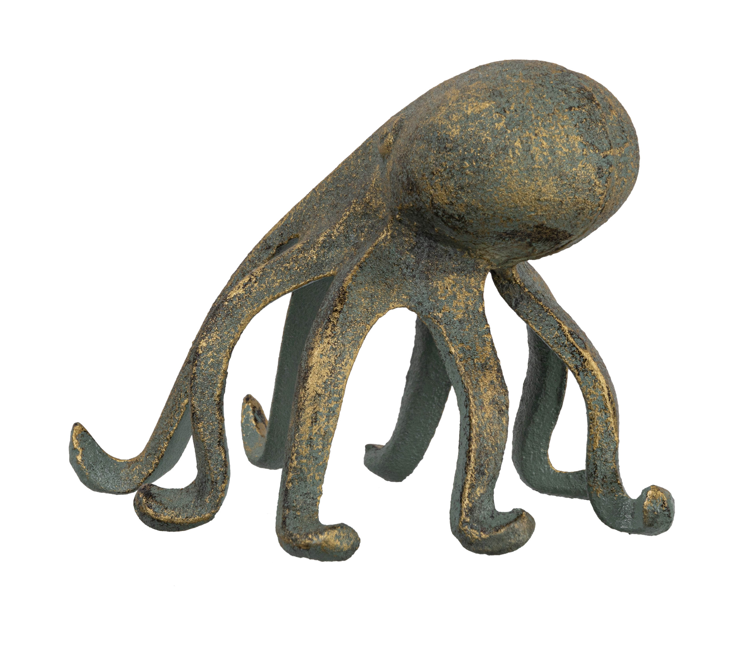Eclectic Cast Iron Octopus Figurine Phone/Tablet Holder, Whitewashed ...