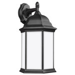 Sea Gull Lighting - Sea Gull Lighting 8438751-12 Sevier - 1 Light Large Outdoor Downlight Wall Lante - The Sevier outdoor collection by Sea Gull LightingSevier 1 Light Large Black Satin Etched G *UL: Suitable for wet locations Energy Star Qualified: n/a ADA Certified: n/a  *Number of Lights: Lamp: 1-*Wattage:100w A19 Medium Base bulb(s) *Bulb Included:No *Bulb Type:A19 Medium Base *Finish Type:Black