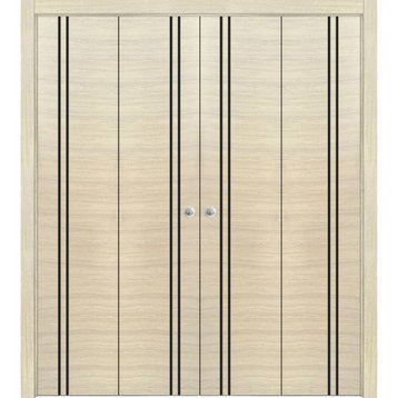 Double Bi-fold Doors | Planum 0016 Natural Veneer with  | Sturdy Tracks